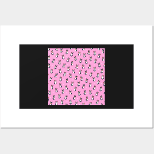 Cute Boston Terrier Pattern Pink Posters and Art